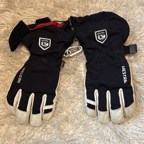 Hestra Black and Cream Winter Gloves